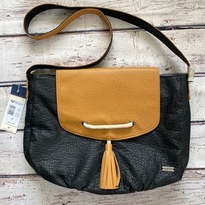 Roxy Crossbody Bag Black With Fringe Zipper Purse